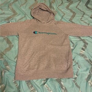 Champion Light Gray Pullover Hoodie with shiny multicolor polka dots- Girls XL